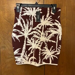 Express High Wasted Palm Tree Printed Mini Sweater Skirt